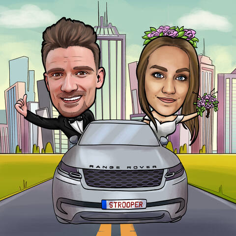 wedding cartoon logo cute couple